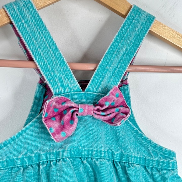 VTG 90s Oshkosh Overall Dress 4T Hand Embroidered Polka Dot Paper Tag USA Floral - Picture 5 of 10